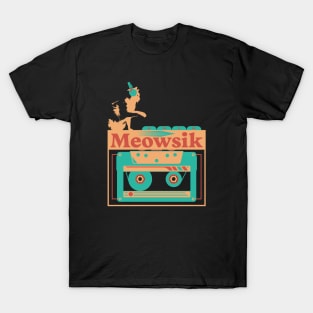 Retro Meowsik-Cat and Music lovers- T-Shirt